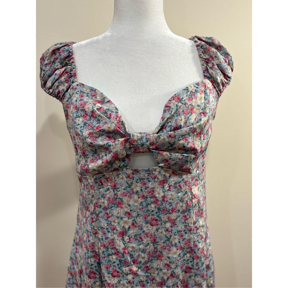 ASTR the Label Women's Cap Sleeve Fuchsia Ditsy Mini Dress Multicolor Large NWT